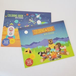 2 XL Coloring Books w/ Stickers